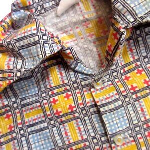 2T Vintage 70s Boys Short Sleeve Button-Up Shirt Geometric Print